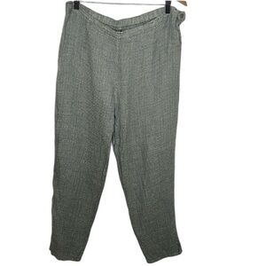 Flax Green Grey Tapered Linen Trousers Women Size M BLEMISH